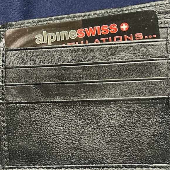 Alpine Swiss Black Soft Leather Bifold Wallet Made in India - Picture 11 of 14